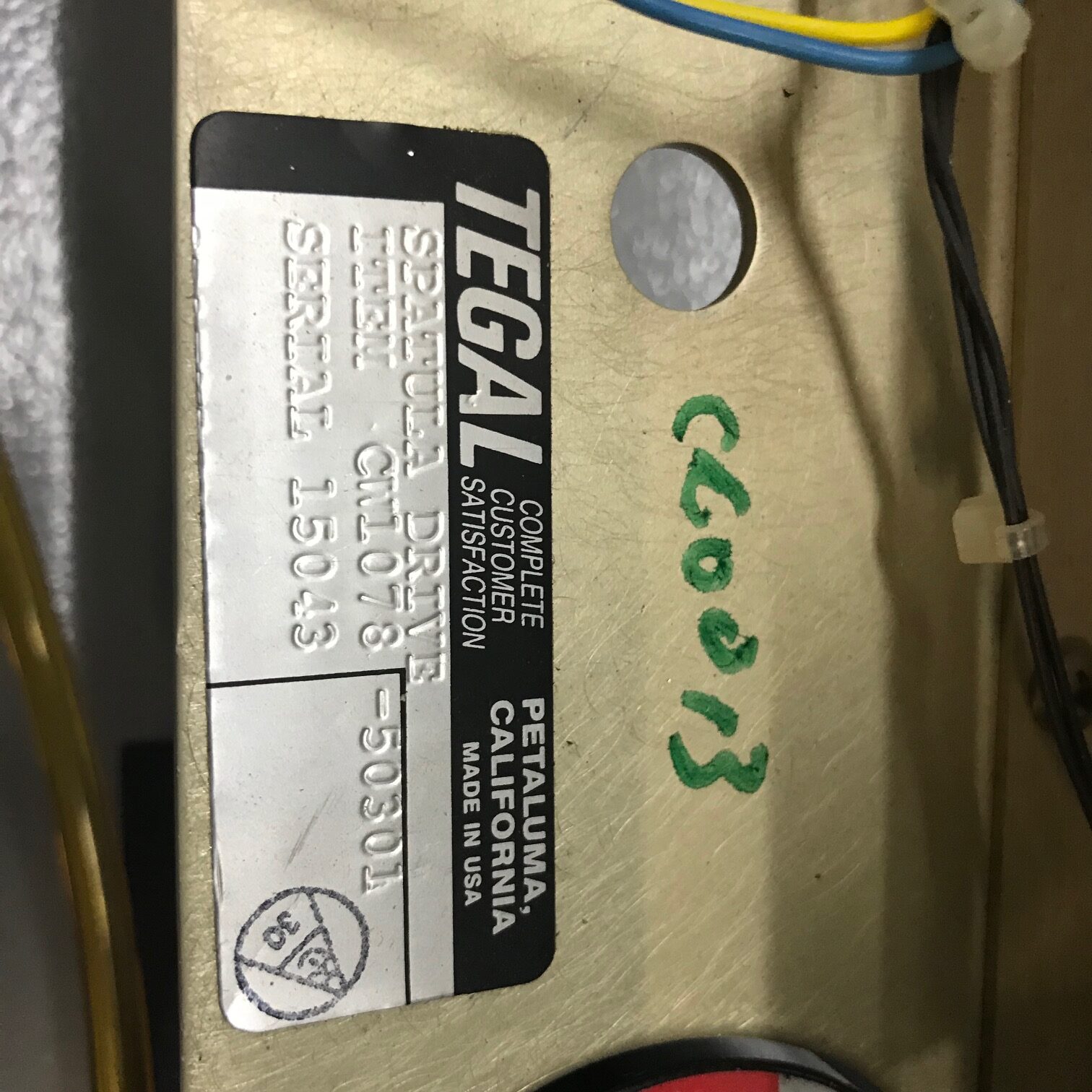 TEGAL 901E TEGAL 903E Tegal WAFER Transfer CW1078-50301 (2) TEGAL 901E TEGAL 903E Tegal WAFER Transfer CW1078-50301